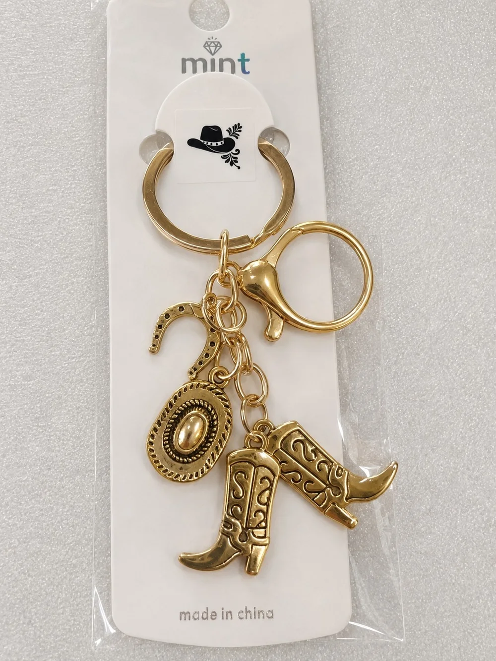 Mint Gold Western Charm Key & Card Holder